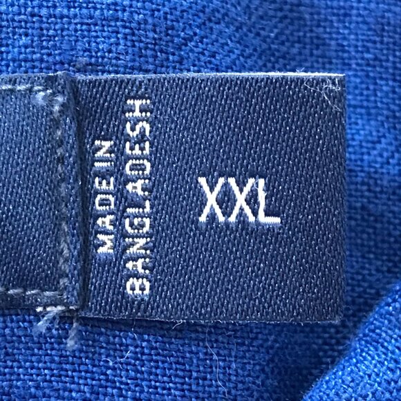 Nautica 100% Linen Shirt Men XXL Blue Button Up Short Sleeve Collared Preppie - Picture 4 of 11